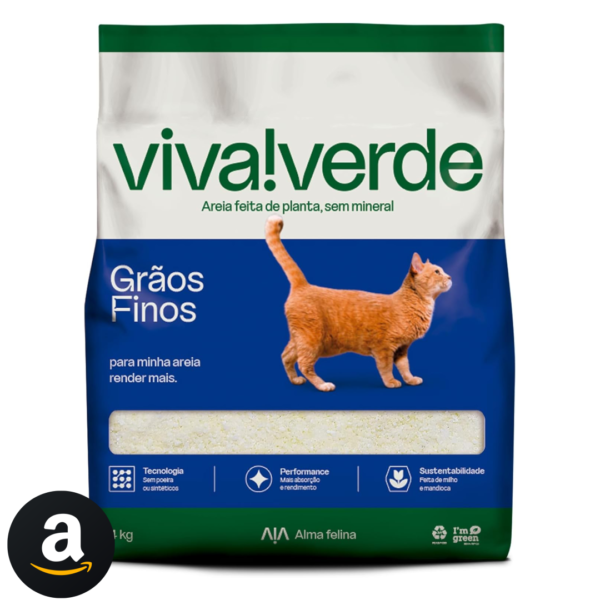 Viva Verde Areia Higiênica Biodegradável para Gatos Grãos Finos 4kg