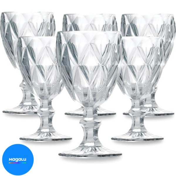 Jogo De 6 Taças De Vidro 320ml Diamante Cor Transparente - Dubai