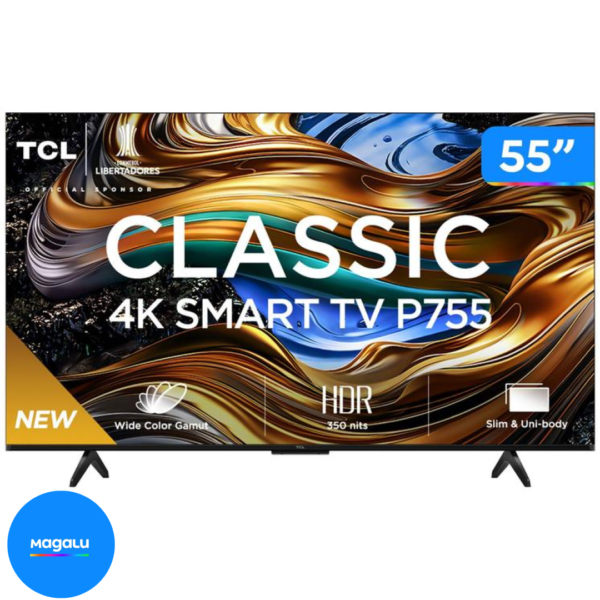 Smart TV 55” LED TCL 55P755 Wi-Fi Bluetooth - 3 HDMI 1 USB