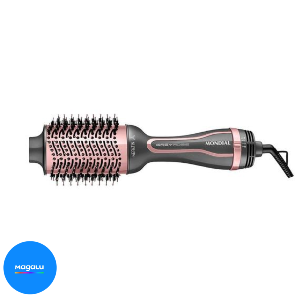 Escova Secadora Keratin Mondial Bivolt Grafite/Golden Rose