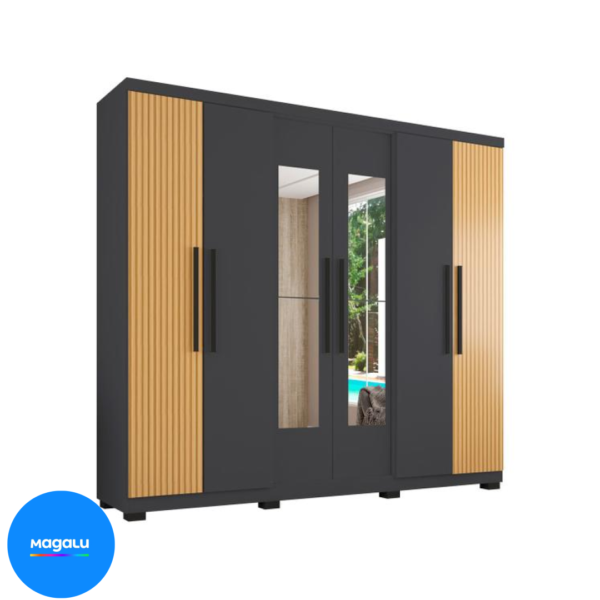 Guarda-roupa Casal com Espelho 6 Portas 4 Gavetas Araplac Braga