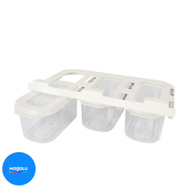 Kit 3 potes suspensos 900ml deslizantes oikos branco