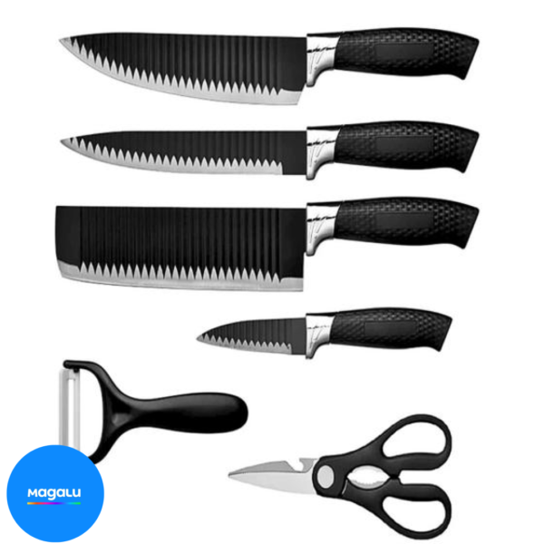 Kit Conjunto Jogo De Facas Antianderente Kit 6 Peças Chef Cozinha Aço Inoxidável Churrasco - Prime