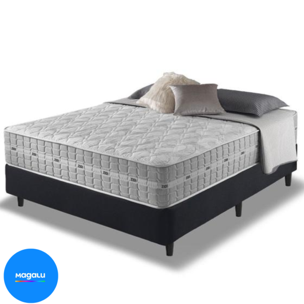 Cama Box Casal Preto + Colchão Molas Ensacadas Alabama 138X188x61cm - Zidi