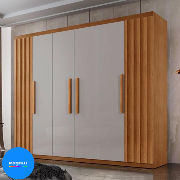Guarda Roupa Casal Roma MDF 6 Portas e 2 Gavetas - Moderna Mobília