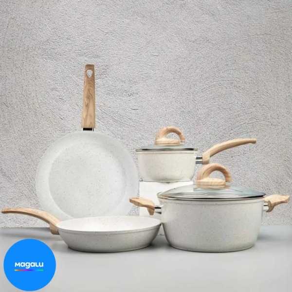 Kit 4 Peças Jogo De Panelas De Indução Cerâmica Antiaderente Completo Linha Premium - HOME GOODS