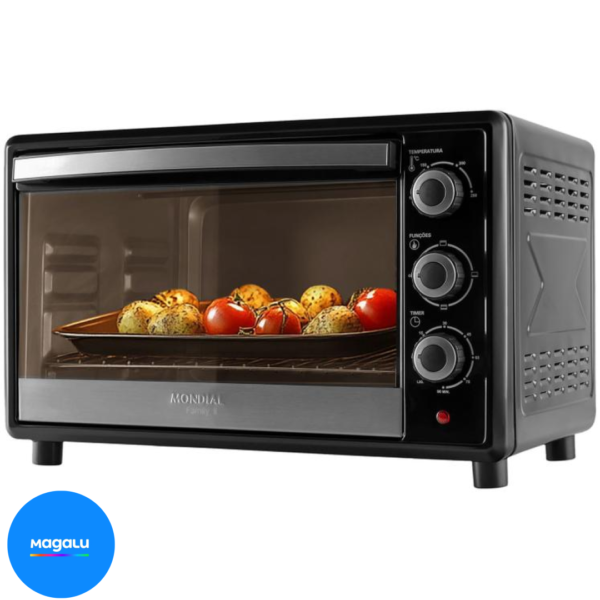 Forno Elétrico de Bancada Mondial com Timer 42L - Preto Family II FR-42