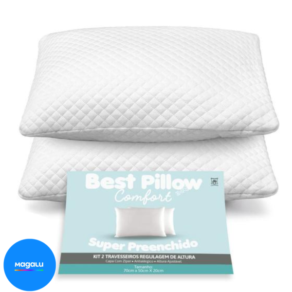 Kit com 02 Travesseiros Regulagem de Altura - 70cm x 50cm - Travesseiro Matelado - Marias Enxoval