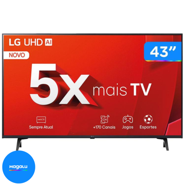 Smart TV 43" 4K LG Ultra HD 43UT8000 com Processador a5 Ger7 AI, Alexa/Chromecast integrado, Otimizador de Jogos, webOS 24