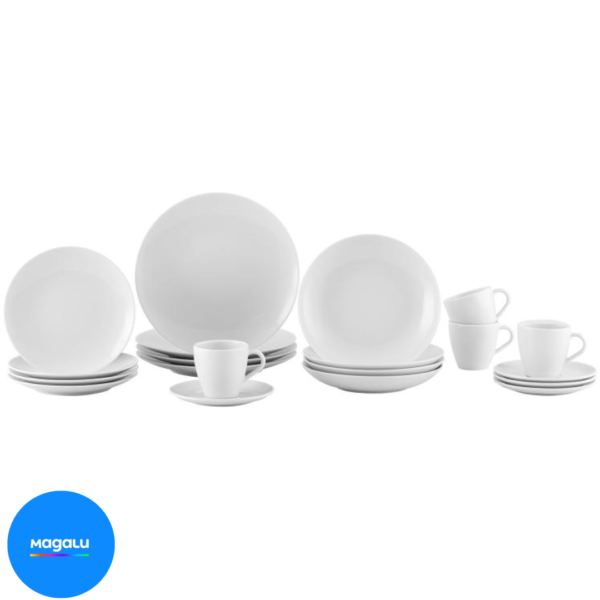 Aparelho de Jantar e Chá 20 Peças Tramontina de Porcelana Branco Redondo Silvia
