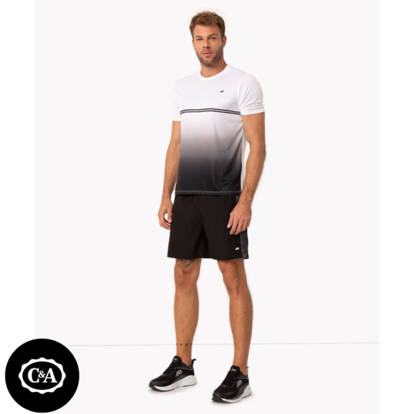 bermuda cós elástico bolso com zíper esportiva ace preto