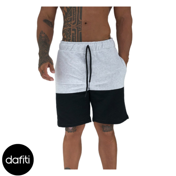 Bermuda Moletom MXD Conceito Academia Musculação Alvejado e Preto