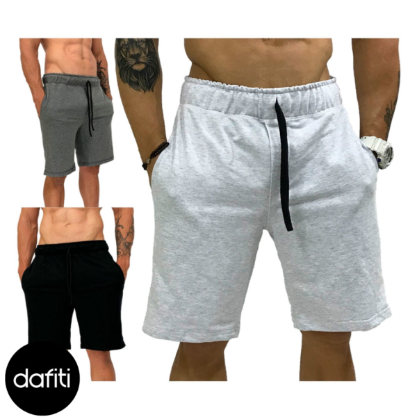 Kit 3 Bermuda Moletom e Moletinho MXD Conceito Academia Musculação Mescla Escuro Preto e Mescla Alvejado