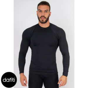 Camisa Masculina WLS Modas Térmica Poliéster UV Segunda Pele Preto