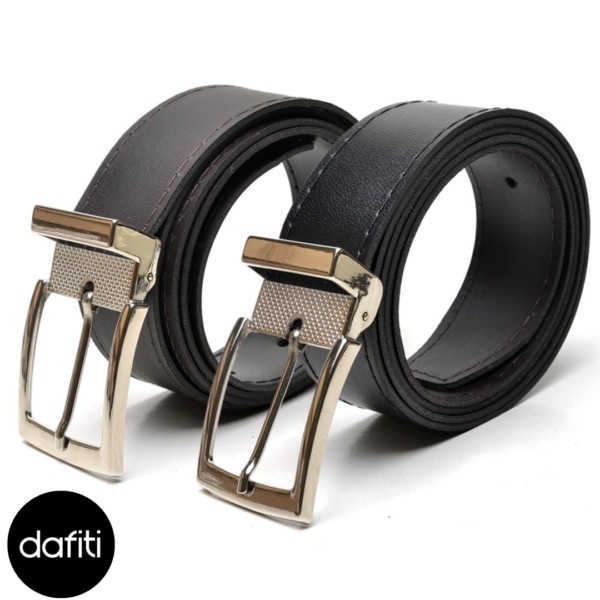 Kit 2 Cinto Social Masculino Dupla Face Preto/Café
