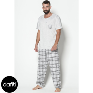Pijama Masculino WLS Modas Calça Comprida e Manga Curta Cinza