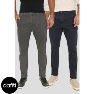 Kit 2 Calça Sarja Conforto Macaw Slim Fit Insert Cinza e Azul Marinho Multicolor