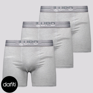 Kit de 3 Cuecas Boxer Lupo Anatomic Shape Cinza Mescla