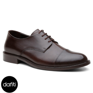 Sapato Social Derby Masculino Couro Cadarço Prático Macio Marrom Escuro