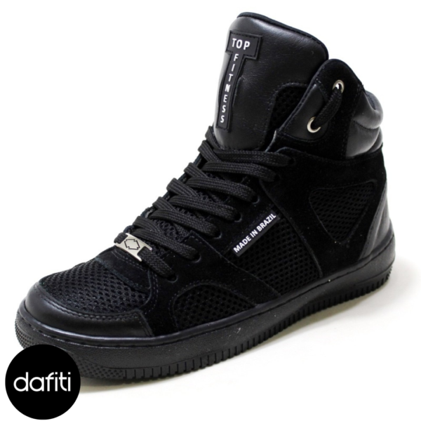 Tênis Sneakers Top Fitness Cano Alto Confortável Preto