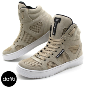 Tênis Sneakers Top Fitness Cano Alto Confortável Bege