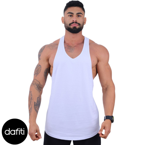 Regata Longline Super Cavada Masculina Alto Conceito Branco