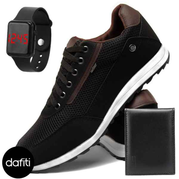 Kit Tênis Masculino Sapatênis Jogging Casual + Relógio +Carteira