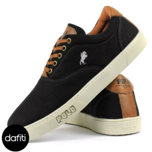 Tênis Masculino Sapatênis Polo White Casual Confortável Preto