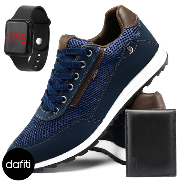 Kit de Tênis Masculino Sapatênis Sapatofran Casual com Relógio e Carteira