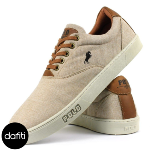 Tênis Masculino Sapatênis Polo White Casual Confortável Bege