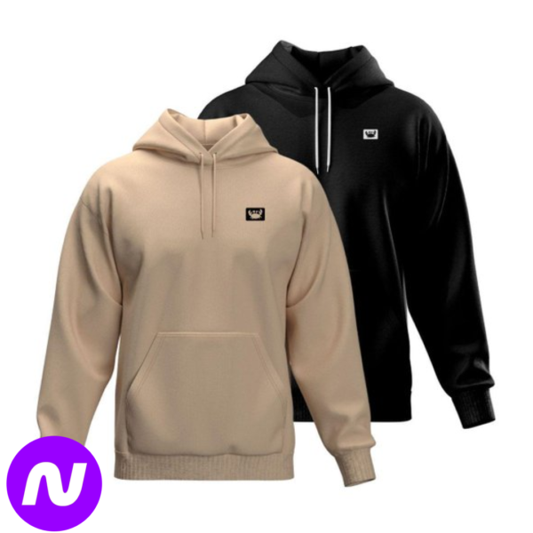 Kit 2 Blusa de Moletom Canguru com Capuz Confortável Estilo Casual Siri - Preto+Bege