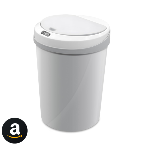Lixeira Automatica com Sensor, Lixeira Inteligente com Sensor Infravermelho, Lixeira sem Contato para Sala de Estar, Cozinha, Banheiro, Escritório, Quarto, Locais Comerciais, 12L, Cinza com Branco