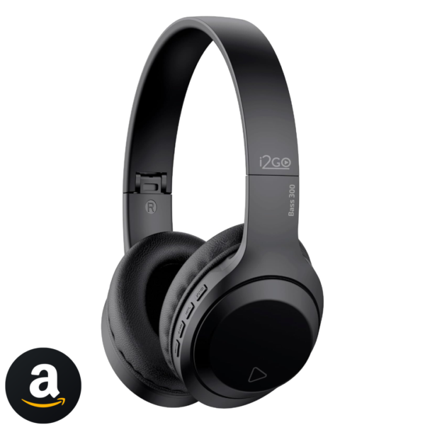 I2GO, Headphone Bass 300, Bluetooth, Microfone Integrado, Controle Multimídia, Até 10h de bateria, Tecnologia Dual Connect, Entrada cabo auxiliar P2 (incluso), Dobrável, Preto