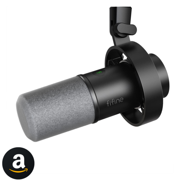 FIFINE Microfone dinâmico, microfone para PC de gravação de podcast XLR/USB para streaming vocal, mic de metal de estúdio com mudo, conector de fone ouvido, controle de volume de monitoramento- K688