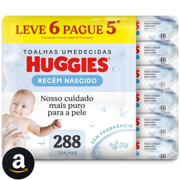 Lenço Umedecido Huggies Pure Care L6P5 - 288 Lenços, Huggies, Amarelo, Pacote de 288