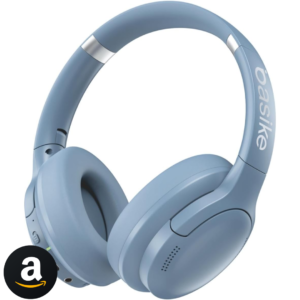 Basike Fone de Ouvido Bluetooth, ANC Cancelamento de Ruído Ativo Headphone Bluetooth 5.3+EDR, Som Surround 3D, Headset com Microfone, Certificação Hi-Pure Audio, 30 horas reprodução, Y6 (Azul)