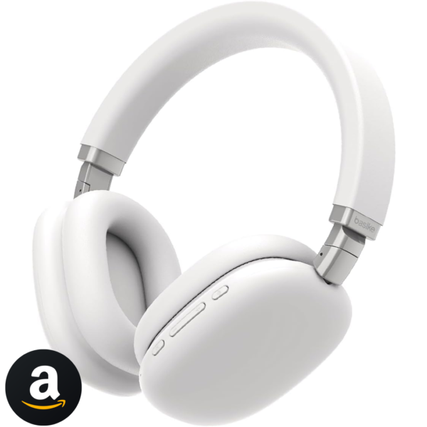 Basike Fones de Ouvido Sem Fio, Headphone Bluetooth on-ear com Microfone, ANC Cancelamento do Ruído, Até 50 Horas de Música, HQ001B (Branco)