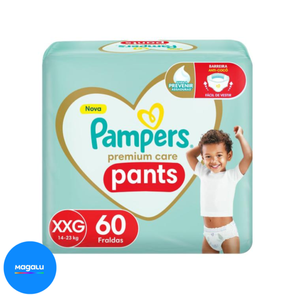 Fralda Pampers Premium Care Pants Calça Tam. XXG - 14 a 25kg 60 Unidades