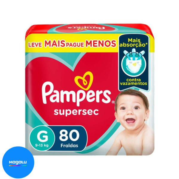 Fraldas Pampers Supersec Tam. G - 9 a 13kg 80 Unidades