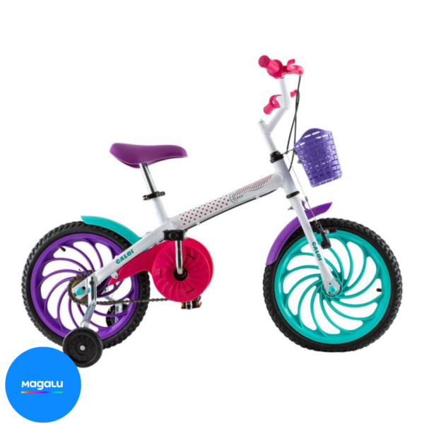 Bicicleta Aro 16 Infantil Caloi Ceci Branca com Rodinhas e Cestinha