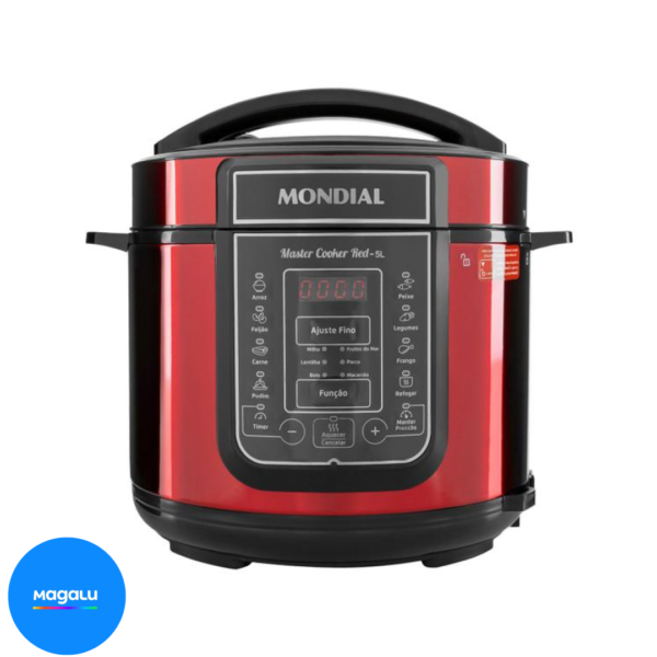 Panela de Pressão Elétrica Digital Mondial - 5L 900W Master Cooker Red PE-39