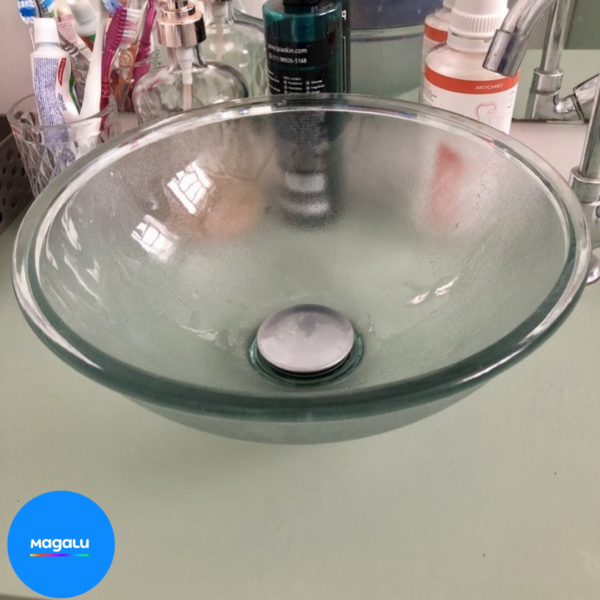Cuba Pia De Apoio Vidro Redonda 29cm Para Banheiro Lavabo Cristal Beltempo