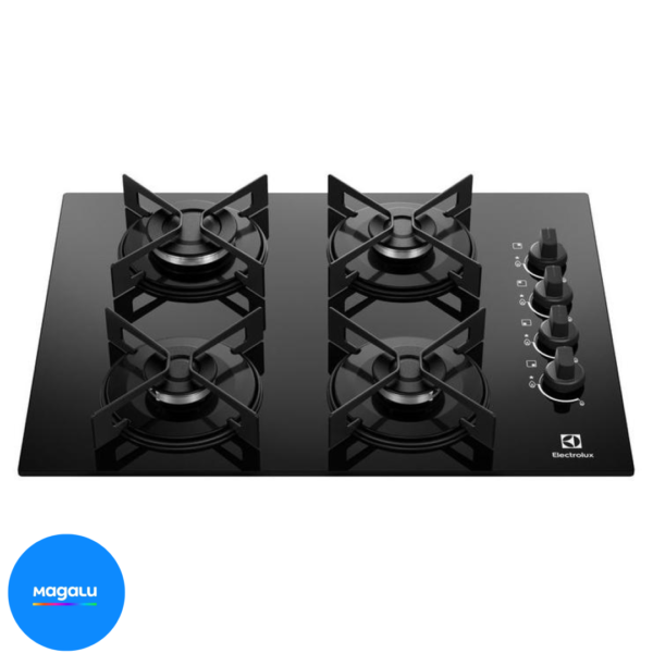 Cooktop 4 B ocas a Gás GLP Preto Efficient KE4GR