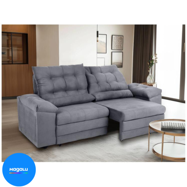 Sofá 3 Lugares Retrátil Reclinável Suede Phormatta Colômbia SMP