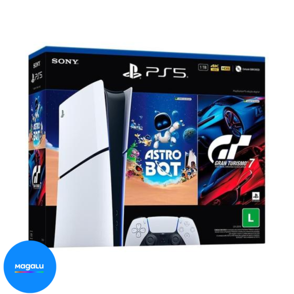 Console Sony PlayStation 5 Slim, Edição Digital, SSD 1TB, Controle Sem Fio DualSense + 2 Jogos Digitais - 1000038894