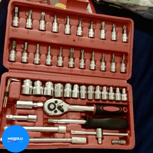 Kit Chaves Jogo Catraca Reversível Soquetes 46 Peças Maleta - NEW
