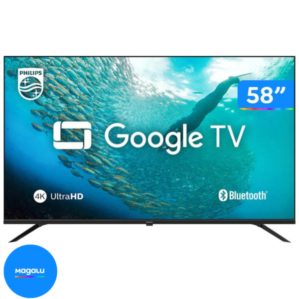 Smart TV 58" 4K UHD LED Philips 58PUG7019/78 Wi-Fi Bluetooth Google Assistente 3 HDMI 2 USB