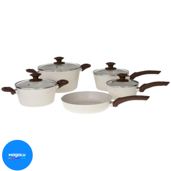 Jogo de Panelas Brinox Revestimento Cerâmico de Alumínio Vanilla 5 Peças Optima
