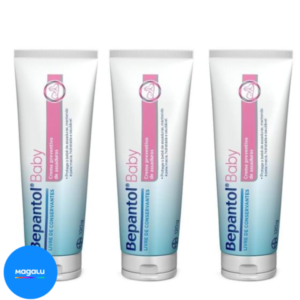 Kit com 3 Cremes Pomada de Assadura 120gr Cada - Bepantol