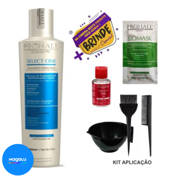 Prohall Select One 300ml - Progressiva Orgânica + Óleo + Kit Aplicador